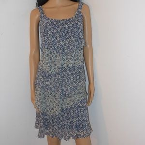 ROBBIE BEE BLUE AND WHITE TIERED DRESS SIZE 10